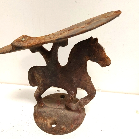 Cobbler shoe shine repair foot stand horse equestrian pair cast iron antique
